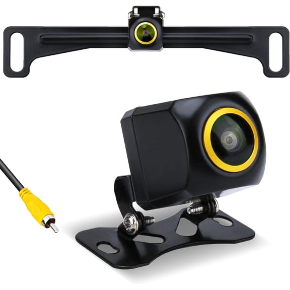 AHD 1080P Backup Cameras, Reverse Camera for Car, 170-Degree Wide View Angle License Plate Camera IP68 Waterproof CCD Rear View Camera for Car RV Truck, Black