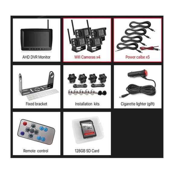 AHD 1080P Digital Wireless DVR Recorder Reverse Backup Camera With 7 Inch Monitor For Truck/Trailer/Bus/RV/Pickups/Trailer ,High Volume Speakers