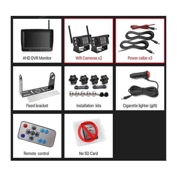 AHD 1080P Digital Wireless DVR Recorder Reverse Backup Camera With 7 Inch Monitor For Truck/Trailer/Bus/RV/Pickups/Trailer