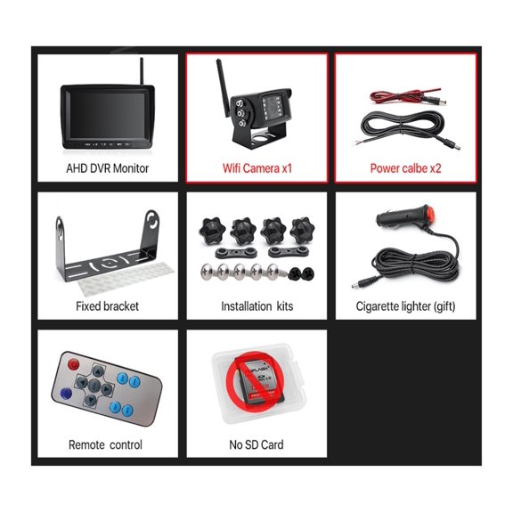 AHD 1080P Digital Wireless DVR Recorder Reverse Backup Camera With 7 Inch Monitor For Truck/Trailer/Bus/RV/Pickups/Trailer