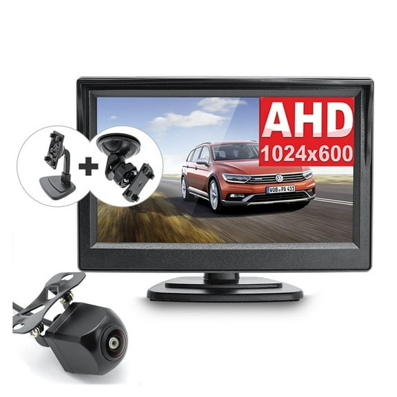 AHD 5 Inch Car Inside Parking Monitor With 170 Degrees 1920*1080P Fisheye Lens Vehicle Rear View Reverse Backup Camera ,Flexible Double Bracket Installation