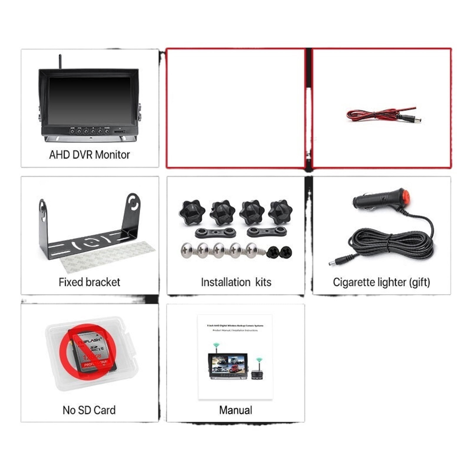 AHD Digital Wireless Backup DVR Record Camera And 9 Inch 4CH AHD ...