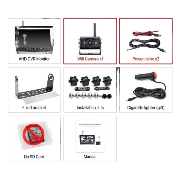 AHD Digital Wireless Backup DVR Record Camera And 9 Inch 4CH AHD Monitor Kit For Truck/Trailer/Bus/Pickups/Trailer ,Effortless Control