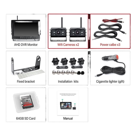 AHD Digital Wireless Backup DVR Record Camera And 9 Inch 4CH AHD Monitor Kit For Truck/Trailer/Bus/Pickups/Trailer ,Effortless Control