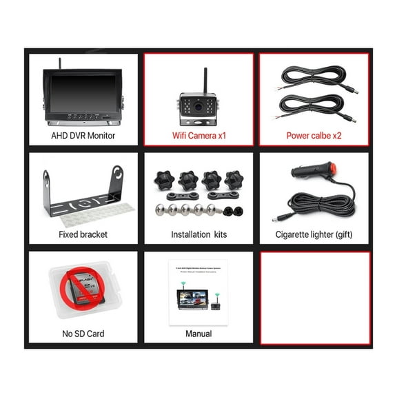 AHD Wireless 9 Inch 4 Channels Car DVR Parking Monitor With Front Rear View Camera For Truck/Trailer/Bus/Pickups ,High Volume Speakers