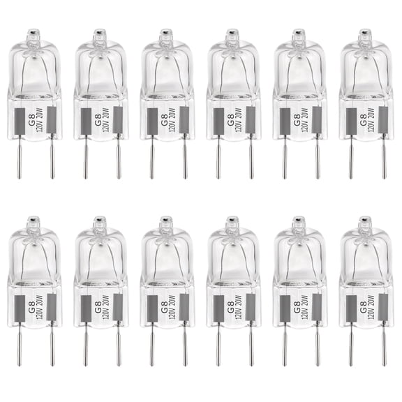 AHEVO G8 Light Bulbs 20Watt 120Volt Halogen Light Bulb G8 Base Bi-Pin Shorter 20W T4 JCD Warm White Under Cabinet Puck Lighting Replacements,12Pack
