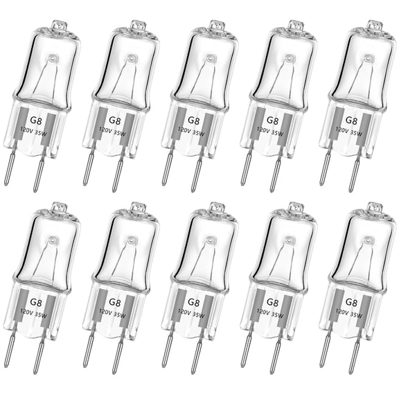 AHEVO G8 Light Bulbs 35Watt 120Volt Halogen Light Bulb G8 Base Bi-Pin Shorter 35W T4 JCD Warm White Under Cabinet Puck Lighting Replacements,10Pack