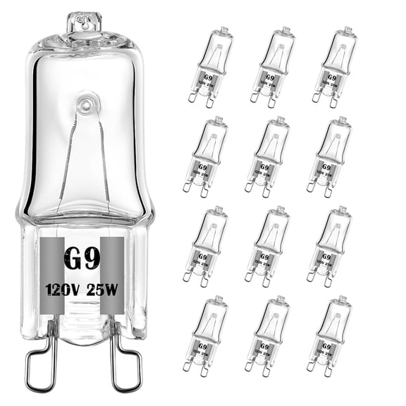AHEVO G9 Halogen Bulb 25W 120V T4 JCD Type G9 Base 2 Pin Light Bulb Replacement for Chandeliers, Pendants, Cabinet Lights, Dimmable, Warm White 2700K (12 Pack)
