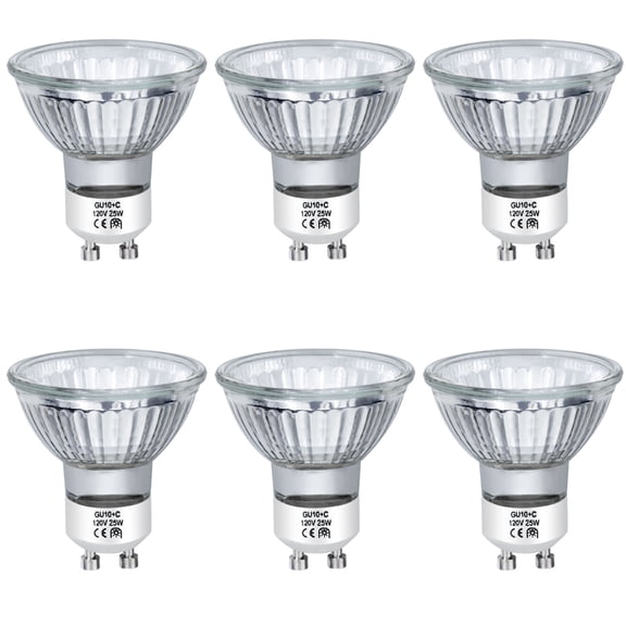 AHEVO Halogen 25W 120V NP5 Candle Warmer Bulb, GU10 Halogen 120V 25W MR16 Glass Cover Bulb, Replacement for Wax Burner, Tart Burner, Fragrance Melt, MR16 JDR Dimmable, 2700K Warm White (Pack of6)