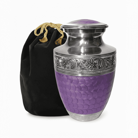 Cremation Urn for Human Ashes - Large Adult Urns for Ashes - Funeral Urn for Men & Women - Engraved Memorial Urn for Loved Ones - Burial Urn for Home - Purple