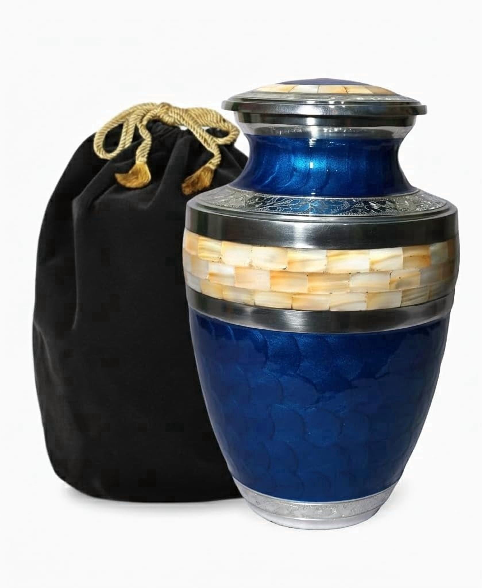 Cresta Modern Cremation Urn for Human Ashes - Handmade Large Adult Urns for Ashes - Funeral Urn for Men & Women - Burial Urns for Home - Aluminum Blue