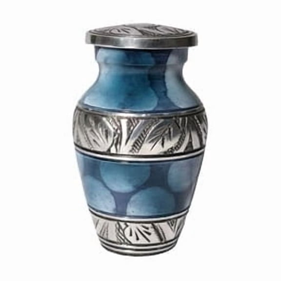 Cresta Modern Keepsake Cremation Urn for Human Ashes | Aluminum Round Memorial Urn with Secure Screw Lid | Blue (3 x 2 x 2 Inches)