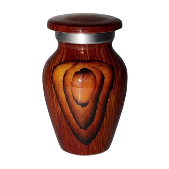 Cresta Modern Keepsake Cremation Urn for Human Ashes | Aluminum Round Memorial Urn with Secure Screw Lid | Dark Brown Wooden Finish (3 x 2 x 2 Inches)