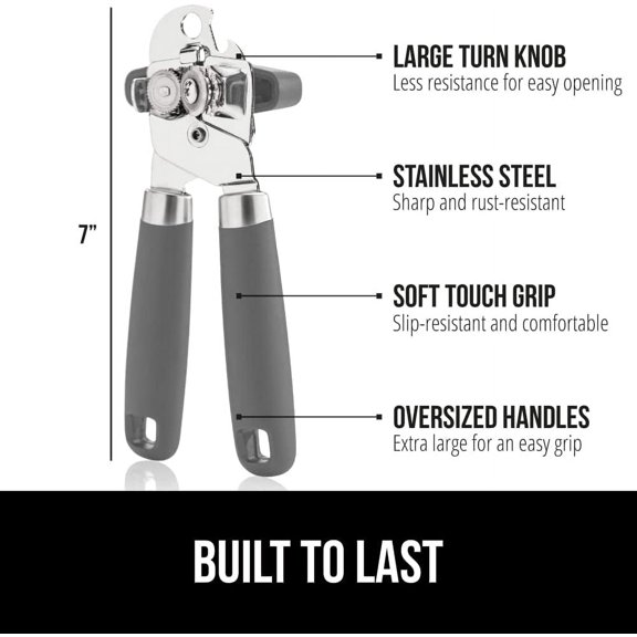AHGLOP-Gorilla Grip Manual Can Opener and Dishwasher Magnet, Can Opener is Dishwasher Safe With Built In Bottle Opener, Dishwasher Magnet is Heavy Duty and Magnetic, Both in Gray Color, 2 Item Bundl