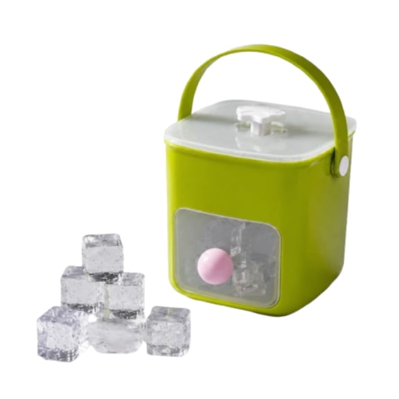 AHGQT 2-in-1 Large Capacity Ice Storage Bin Set, Press Release Ice Cube Tray with Lid & Tongs, Double-Layer 9 Cell Easy Release One-Click Demolding Silicone Mold, Pull-Out Ice Drawer