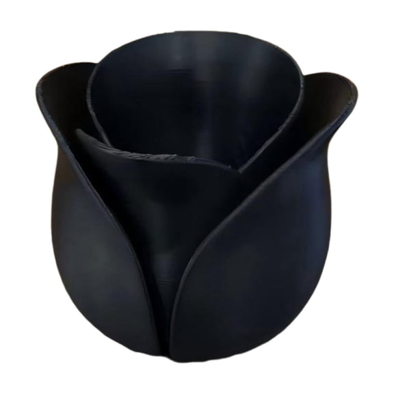 AHGQT 3D Printed Rose Planter, Unique Mini Flower Pot for Succulents and Small Plants, Artistic Decor for Desktop and Home, Black