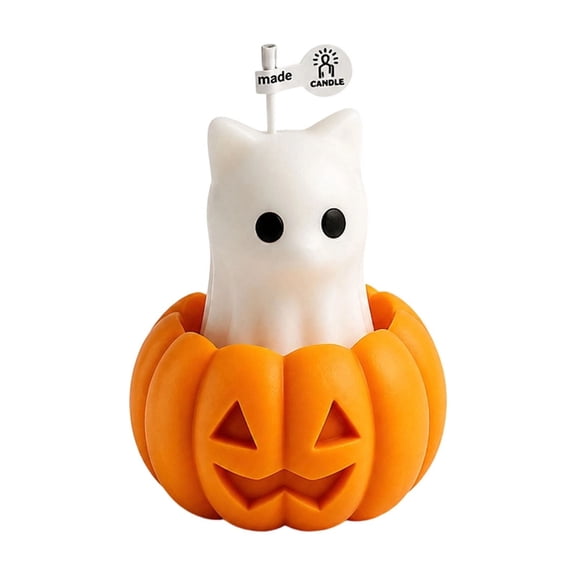 AHGQT Cute Cat Shaped Pumpkin Scented Candles, Smokeless Soy Wax Decorative Aromatherapy Candle, Holiday Ornament for Home Halloween Party Decor