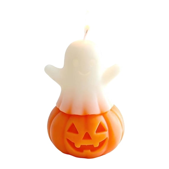 AHGQT Cute Halloween Ghost Pumpkin Scented Candles, Smokeless Soy Wax Decorative Aromatherapy Candle, Holiday Ornament for Home Party Decor