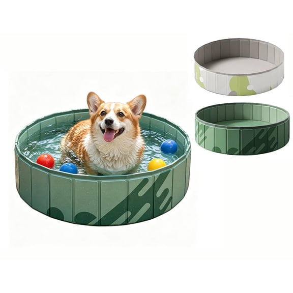 AHGQT Foldable Dog Pool for Large Dogs, 32" Hard Plastic Pet Swimming Pool, Heavy Duty 0.5mm PVC with Non-Slip Bottom, Portable Summer Backyard Pet Bath Tub for Dog Cat, Cat Ball Pit