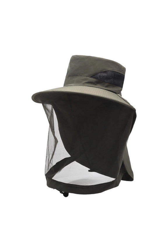 Green Mosquito Head Net Hat, Sun Protection Wide Brim Fishing Hat, Breathable Mesh Insect Shield for Camping Gardening Beekeeping Hiking, Compatible for Proof Cap Net Sunscreen