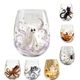 thumbnail image 1 of AHGQT Halloween Ghost Stemless Wine Glass, Cute White Ghost Star Purple Swirl Crystal Tumbler Cup, Decorative Drinkware Party Cup Holiday Gift for Home Bar Table Decor, 1 of 8
