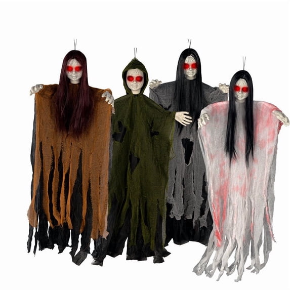 AHGQT Halloween Hanging Ghost Witch Decoration, 45x20Inch Large Hanging Grim Reaper Scary Skull Decoration for Home Outdoor Yard Garden Haunted House Party