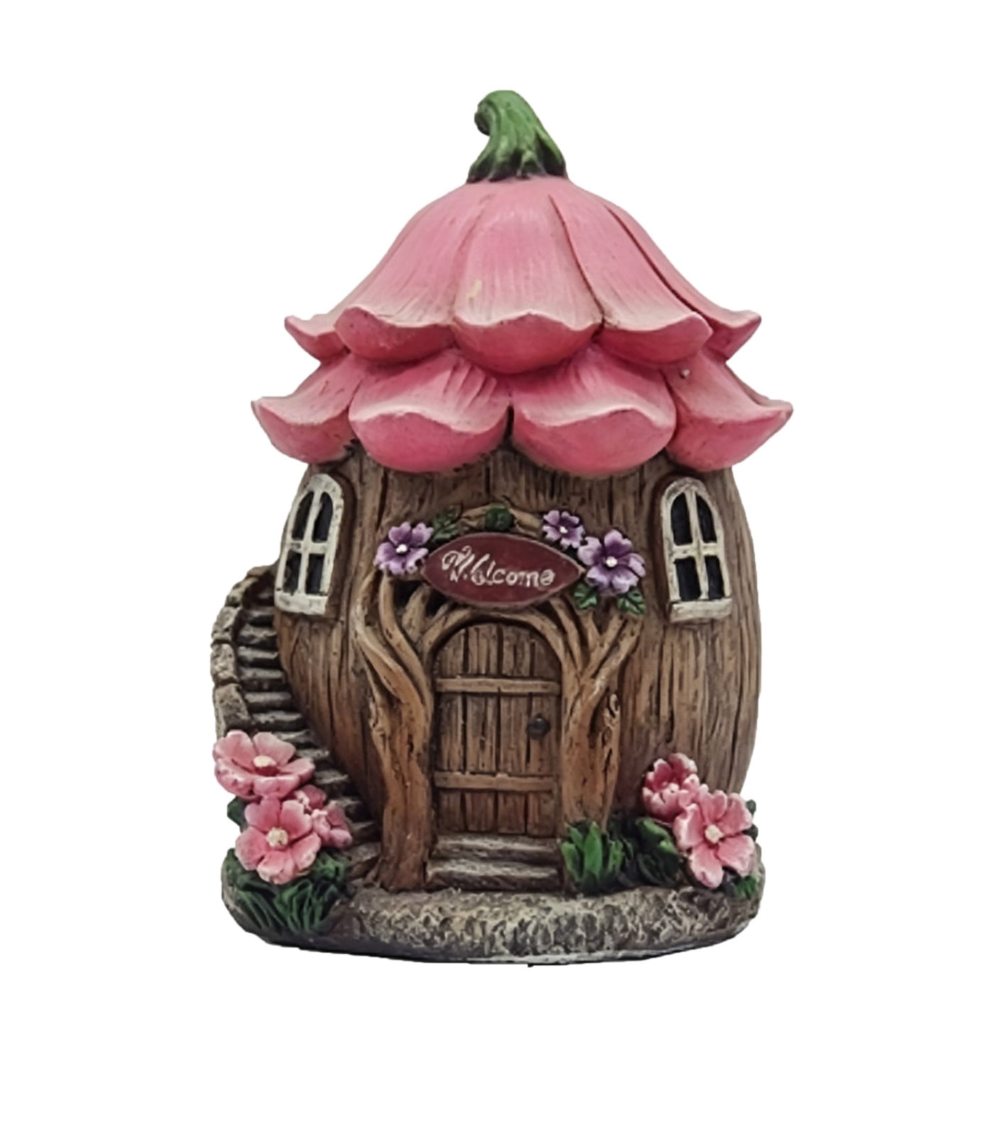 AHGQT Mushroom House Fairy Garden Statue Indoor & Outdoor, Solar Light Garden Figurines for Lawn, Balcony, Yard Decoration, Hand-Painted Resin Garden Decorations for Indoor & Outdoor