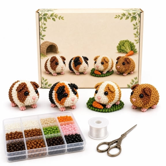 AHGQT Tiny 3D Beaded Animal Handmade Kit, Cute Mini Mouse Beads Embroidery Kit, Create Adorable 3D Beaded Crafts, Handmade Art Set for Friend, Family, Couple, Partner