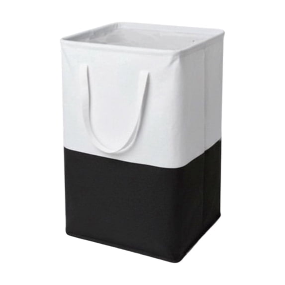 AHGQT Two-Tone Spliced Fabric Laundry Hamper, 23"x15"x12" Foldable Large Capacity Clothes Storage Basket with Reinforced Carry Handles, Portable Organizer Bin for Bedroom, Bathroom, Laundry Room,