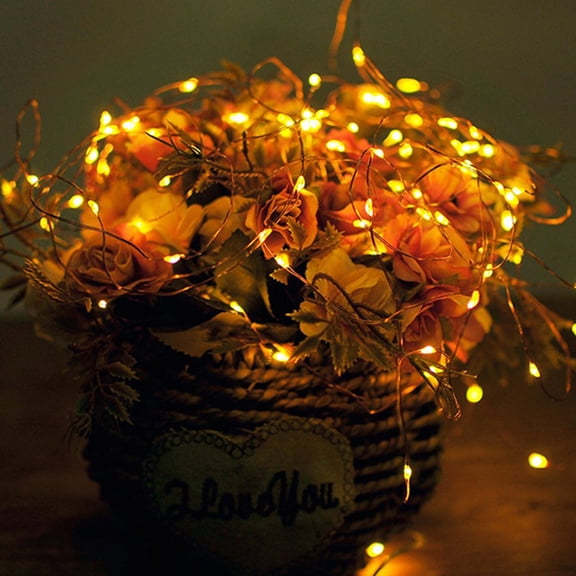 AHGQT USB Powered Copper Wire String Lights, 6.5ft Warm Mini Fairy Lights, Flexible Decorative Lamp for Hallween Christmas Thankgiving Holiday Bedroom Wedding Holiday Ornament, Beige