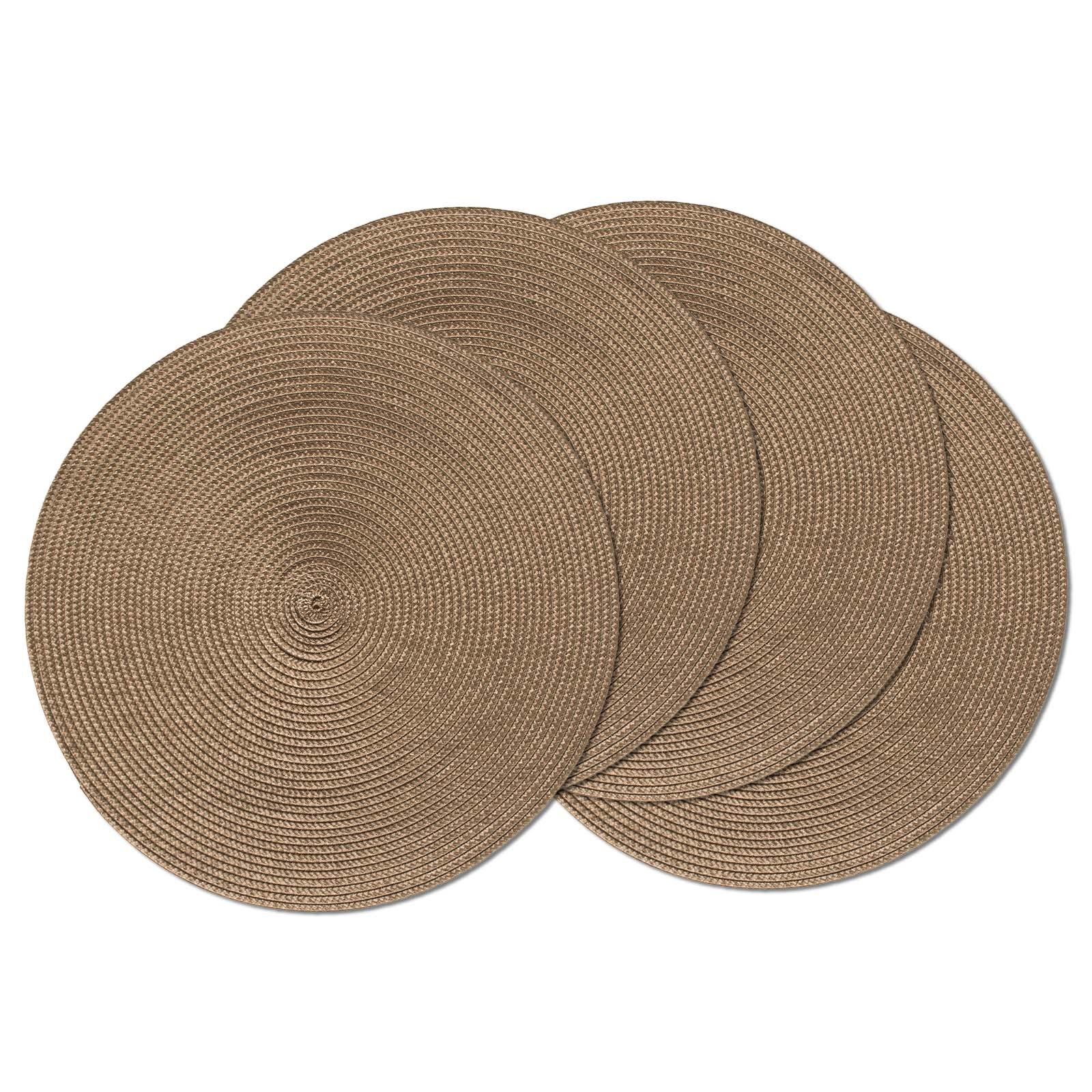 Lotpreco Burlap Round Braided Placemats Set of 4 for Dining Tables 15