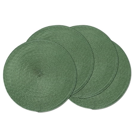 AHHFSMEI Round Braided placemats set of 4 Woven Heat Resistant Non-Slip Kitchen Table Mats 15 inch, Green