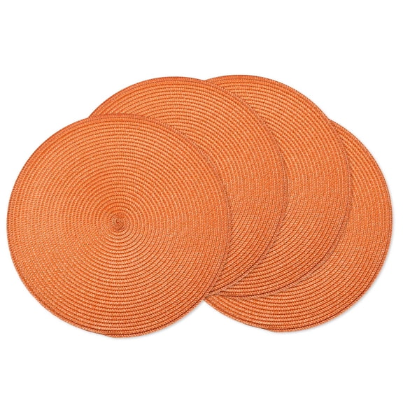 AHHFSMEI Round Braided placemats set of 4 Woven Heat Resistant Non-Slip Kitchen Table Mats 15 inch, Orange