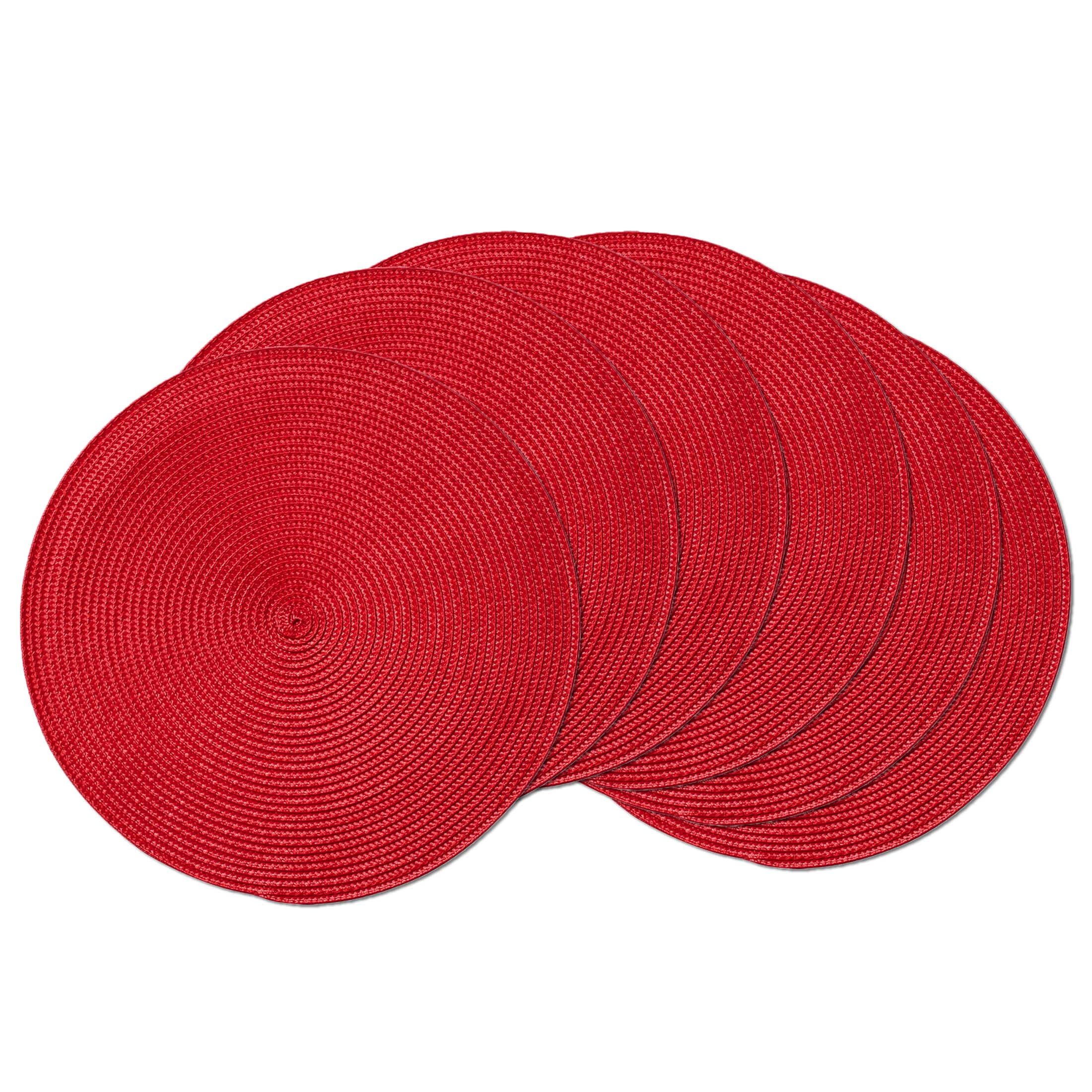 Scarlet Red Cotton and Polypropylene Round Placemats Set of 4