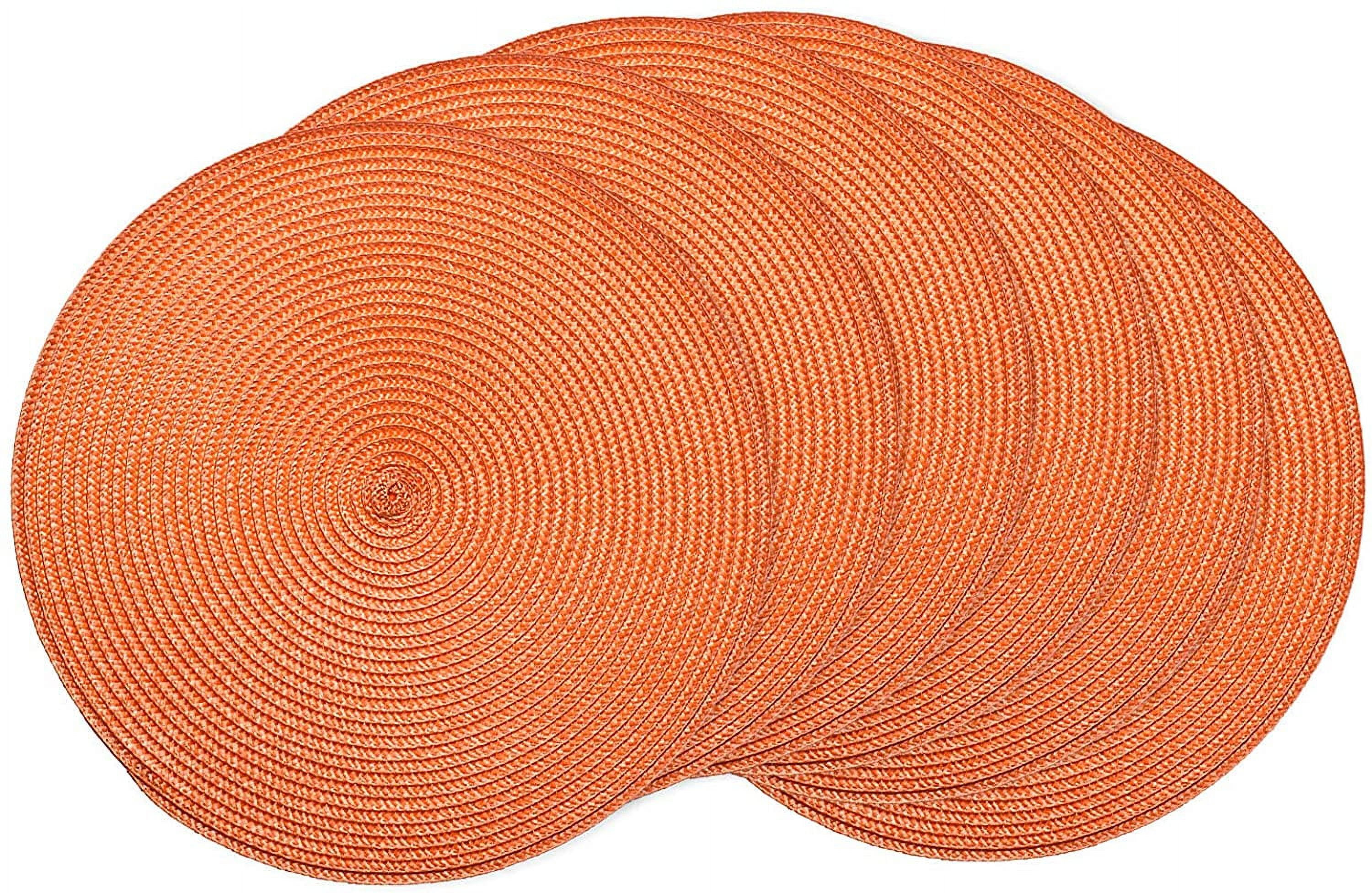 Orange Round Braided Polypropylene Placemats Set of 6