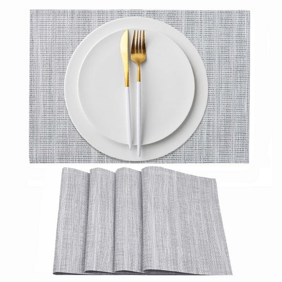 AHHFSMEI placemats set of 4 Woven Heat Resistant Non-Slip Kitchen Table Mats 18.1 x 13 inches, Grey