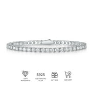 AHLOE Diamond Tennis Bracelet | 3 Carat GRA Certified Lab Grown Diamond Bracelet Line 6.5" | Sliver | Cecily Round Lab Diamond Tennis Bracelet | Prong Setting | FG-VS1-VS2 Quality | Friendly Diamonds