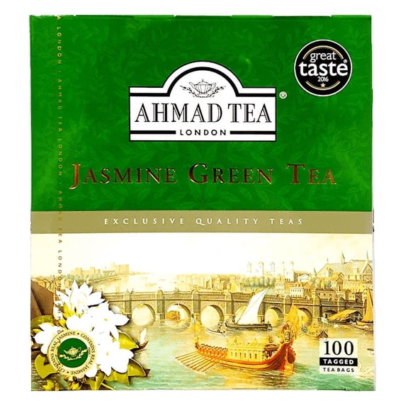 Ahmad Tea - Jasmine Green Tea, 100 Teabags Tagged.