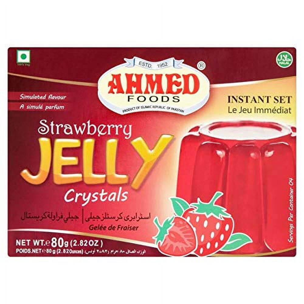 AHMED Halal Jello Vegetarian Crystal Jelly, Strawberry, 85 Gram (Pack