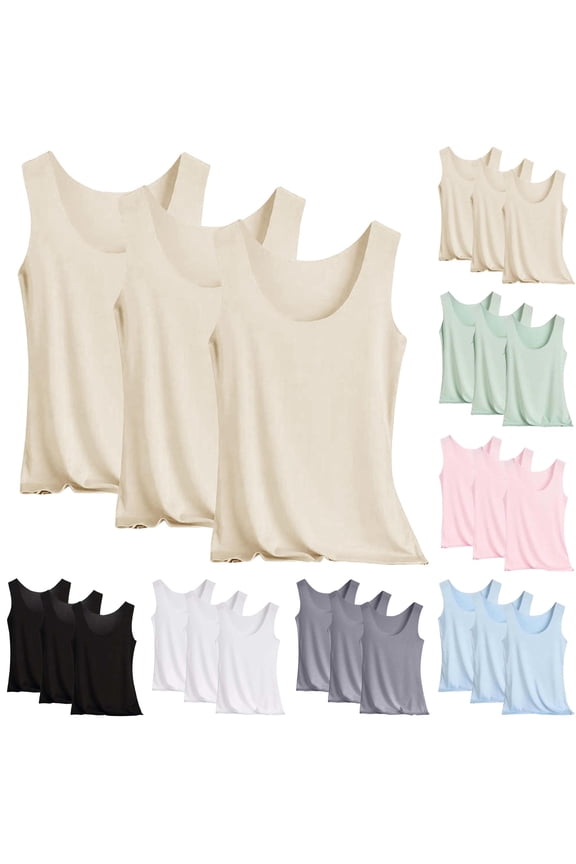 3 Pack Womens Sleeveless Scoop Neck Tank Top Seamless Slim Fit Camisole Women's Athletic Tank Tops Racerback Women Shirts Black M