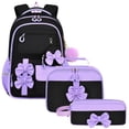thumbnail image 1 of AHMOMEI 3 Piece Bow Backpack Set, Fashion Casual Rucksack with Lunch Bag & Pencil Case, Large Capacity Lightweight Daily Daypack Black, 1 of 8