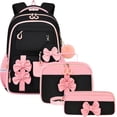 thumbnail image 1 of AHMOMEI 3 Piece Bow Backpack Set, Fashion Casual Rucksack with Lunch Bag & Pencil Case, Large Capacity Lightweight Daily Daypack Pink, 1 of 2