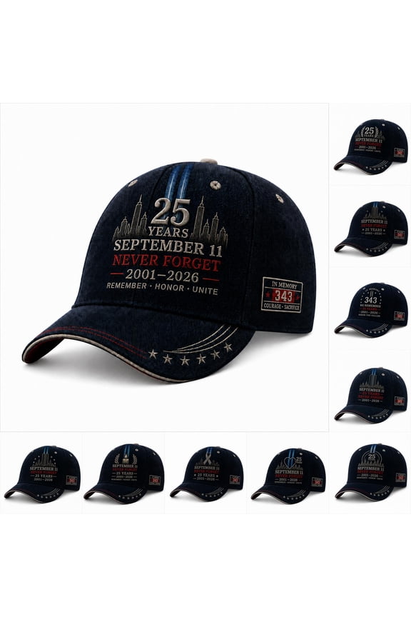 9/11 25th Anniversary Patriotic Baseball Cap, Never Forget Faith Hope Memorial Hat, Adjustable Curved Brim Unisex Adult Cap