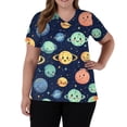 thumbnail image 1 of AHMOMEI Cartoon Print Scrub Tops for Women V Neck Short Sleeve Nurses Working Uniforms with Pocket S-5XL Plus Size Scrubs Top, 1 of 5