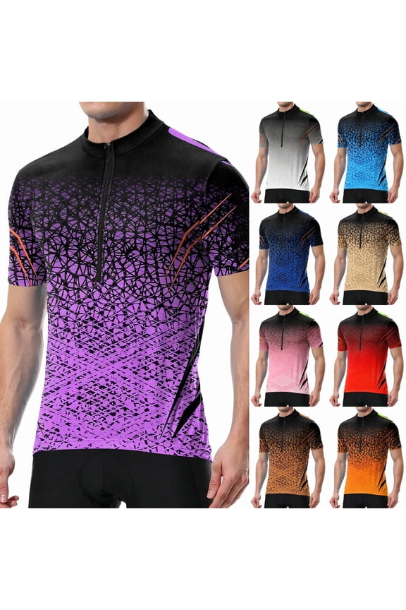 Gradient Men's Cycling Bike Jersey Quarter Zip Mens Short Sleeve Shirt Moisture Wicking Quick Dry Biking Athletic Shirts for Men