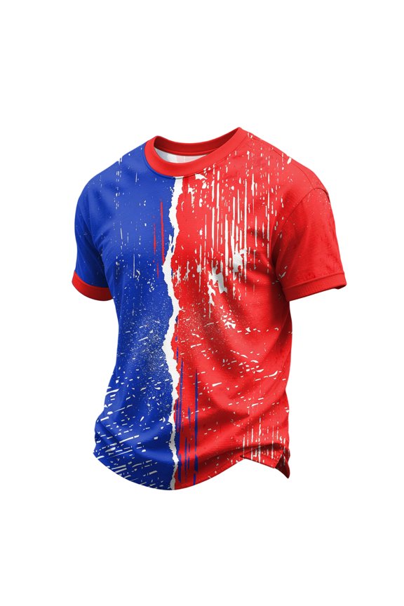 Jerseys for Men Red White and Blue Patriotic Shirt Men Breathable Athletic Basketball Short Sleeve 4th of July Shirts for Men Blue XXL