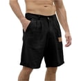 thumbnail image 1 of AHMOMEI Mens Casual Linen Shorts Elastic Waist Drawstring Beach Short for Men Wide Leg Casual Mens Shorts with Pockets Black S, 1 of 5