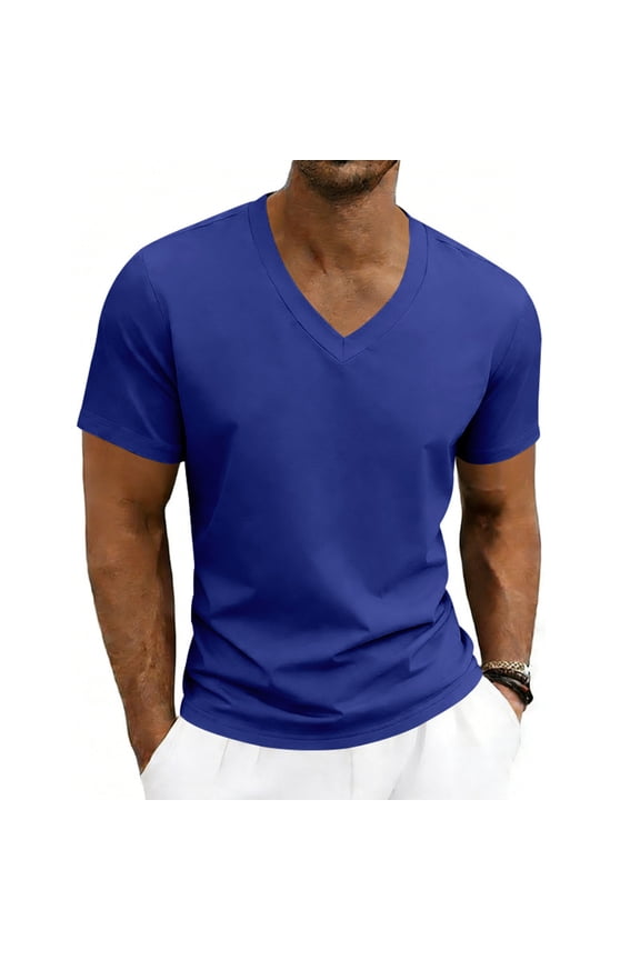 Mens Shirts V Neck Men Shirts Short Sleeve Moisture Wicking Lightweight Gym Basketball Jerseys for Men Royal Blue L
