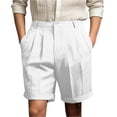 thumbnail image 1 of AHMOMEI Mens Shorts Linen Elastic Waist Drawstring Mens Shorts Beach Wide Leg Casual Men's Shorts with Pockets White S, 1 of 4