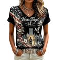 thumbnail image 1 of AHMOMEI Never Forget Shirt 9/11 Memorial Memorial American Flag 9/11 Shirts Patriotic Courage Hope V Neck Short Sleeve Shirts for Women XS, 1 of 4
